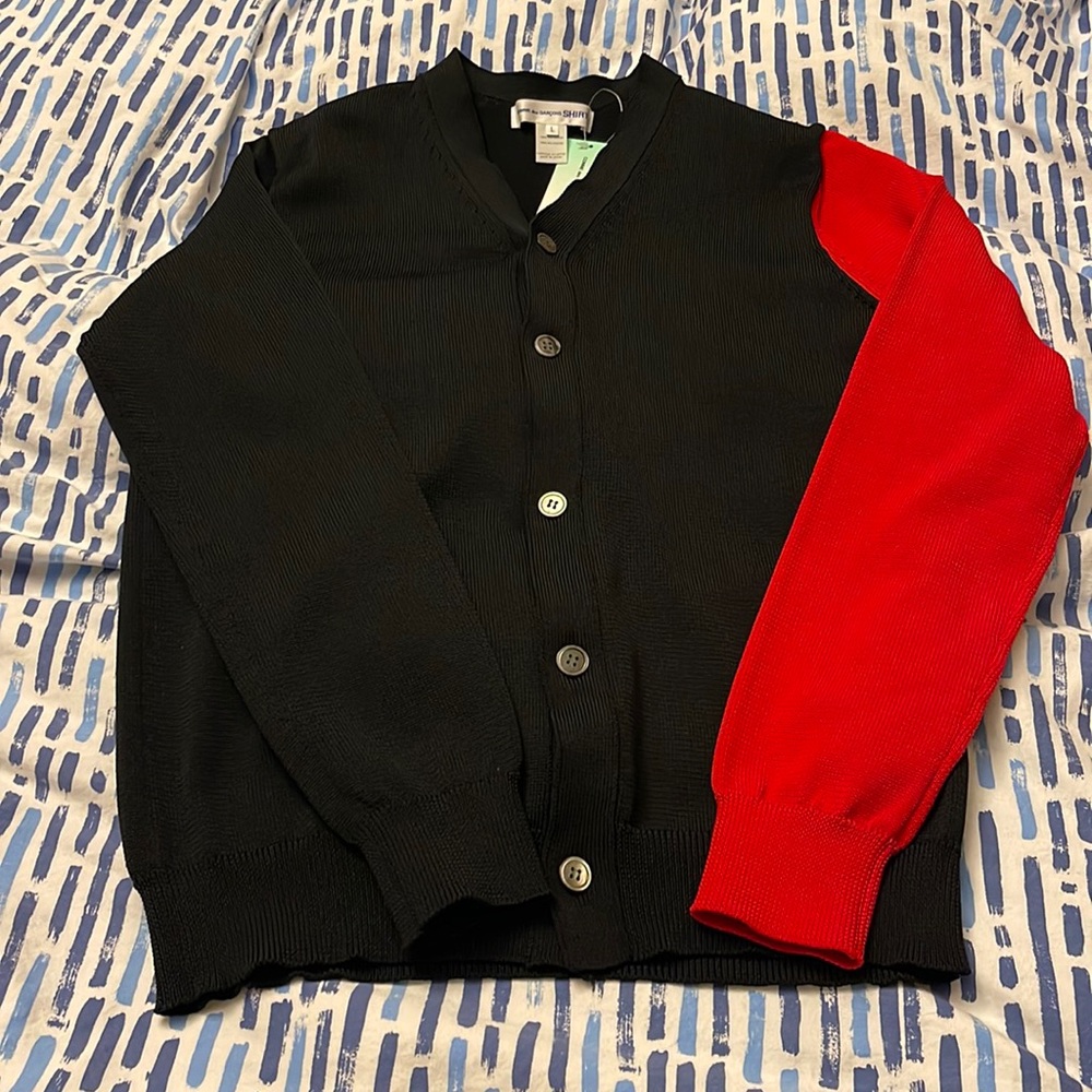 Comme Des Garçons black/red colorblock cardigan